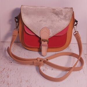 Animal Print Crossbody Saddle Bag Recycled Leather Multicolor Cowgirl Western